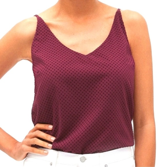 Banana Republic Flock Dot Print Classic Camisole in Burgundy Sz S - Picture 1 of 10